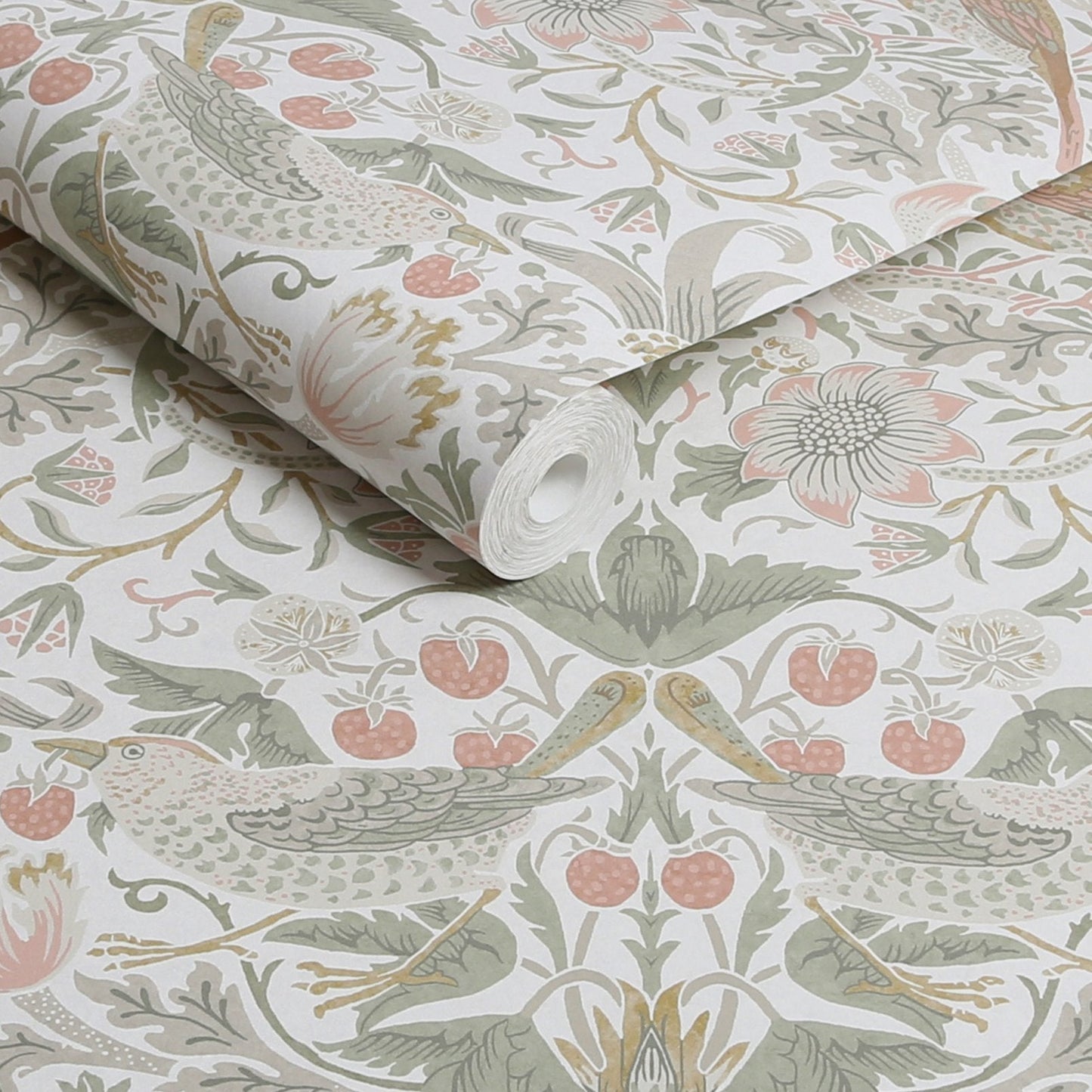 Strawberry Thief Wallpaper - Sage & Pink - 124233 - William Morris AHWallpaper199