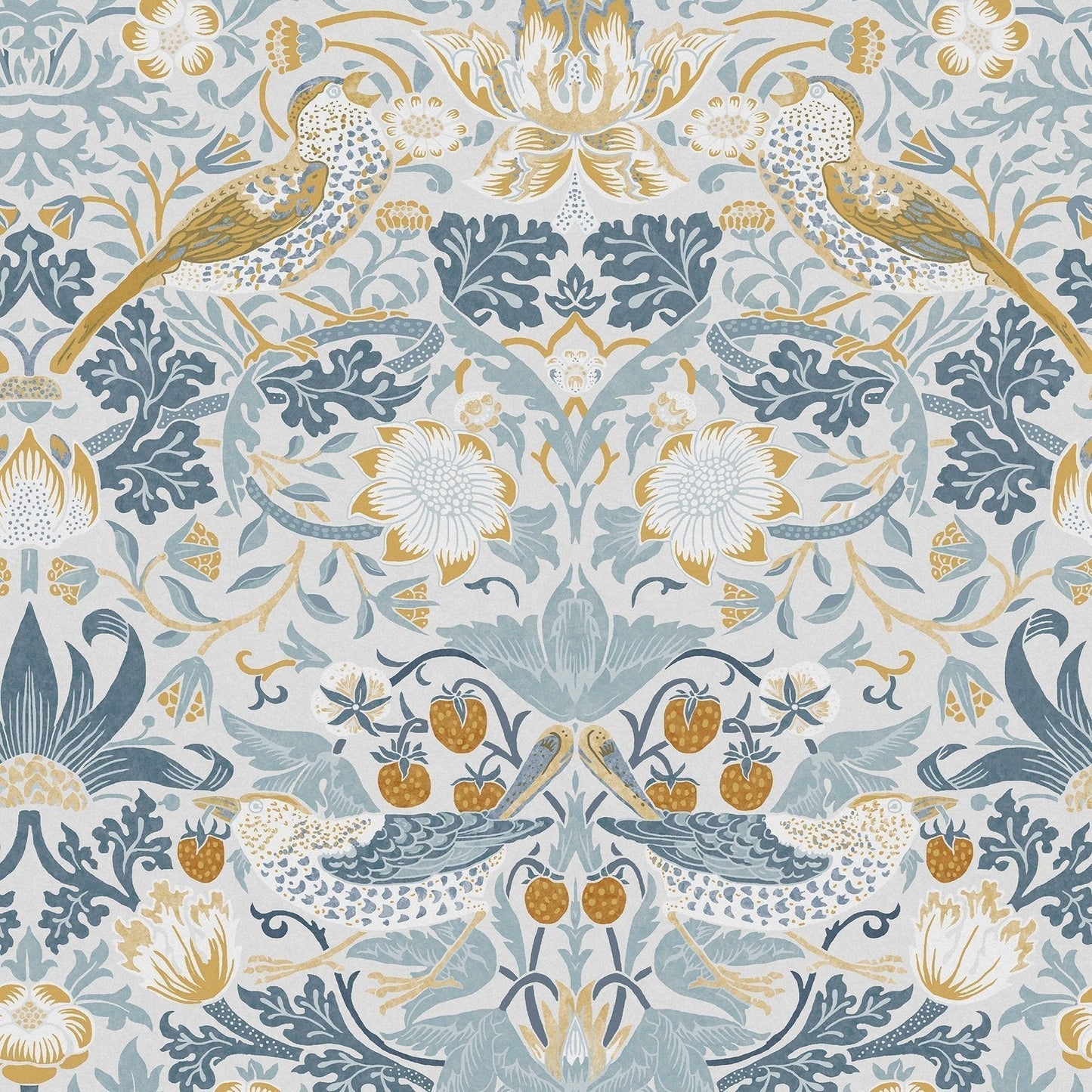 Strawberry Thief Wallpaper - Soft Blue - 124232 - William Morris AHWallpaper199