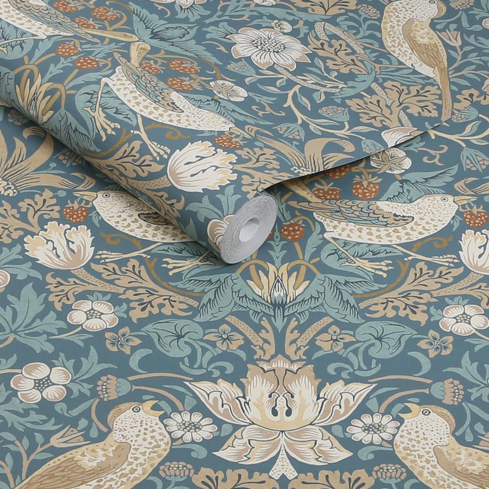 Strawberry Thief Wallpaper - Washed Blue - 140503 - William MorrisWallpaper199