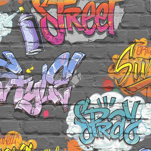 Street Style Graffiti Wallpaper - Black - Muriva - L17901Wallpaper199