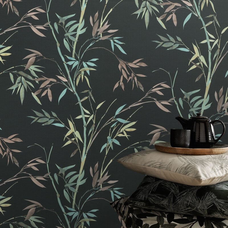 Stunning Bamboo Leaf Wallpaper - Black - Erismann - 10388 - 15Wallpaper199