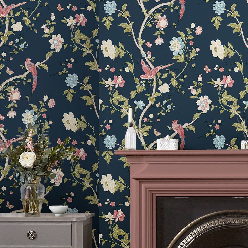 Summer Palace Wallpaper - Midnight Blue - Laura Ashley - 120134Wallpaper199