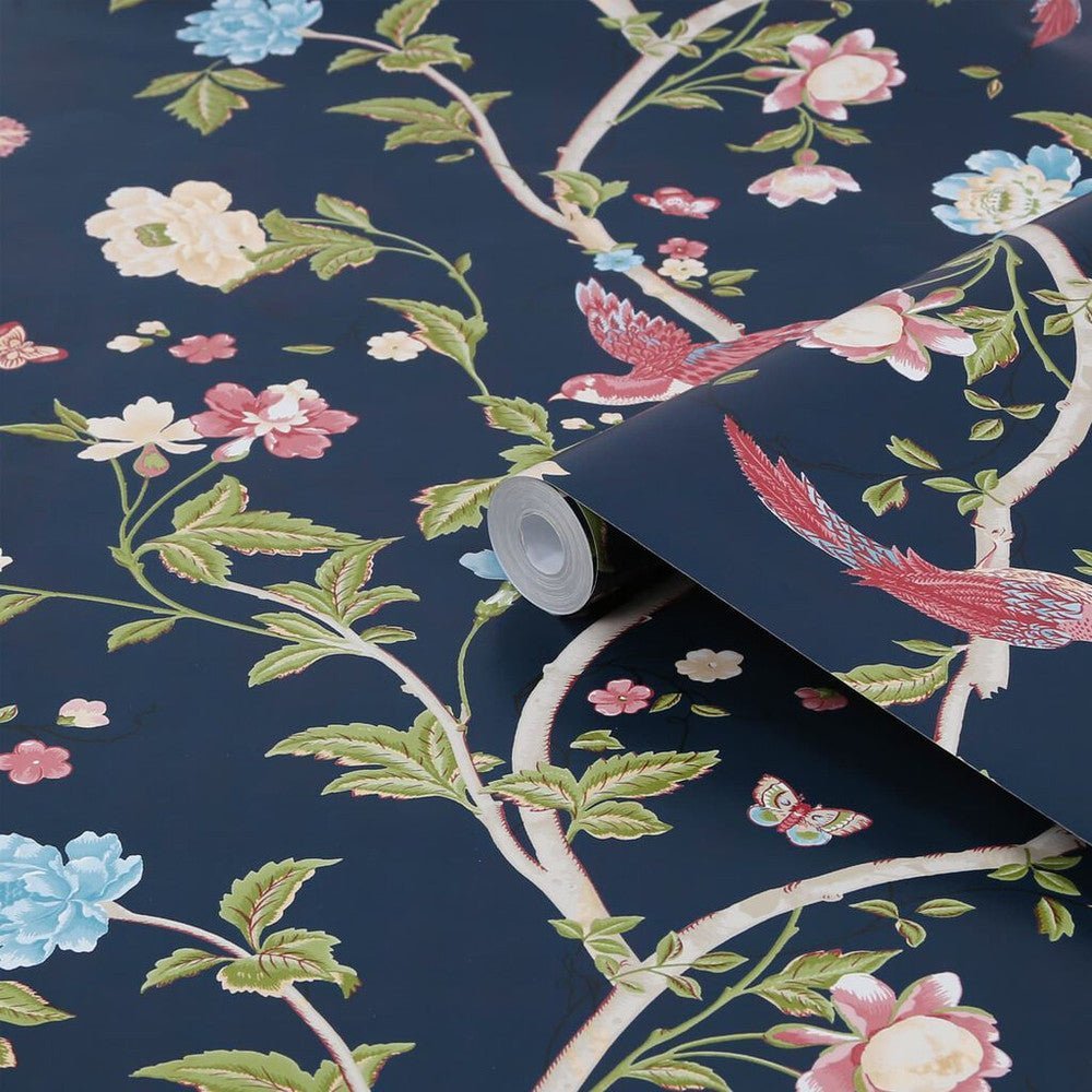Summer Palace Wallpaper - Midnight Blue - Laura Ashley - 120134Wallpaper199