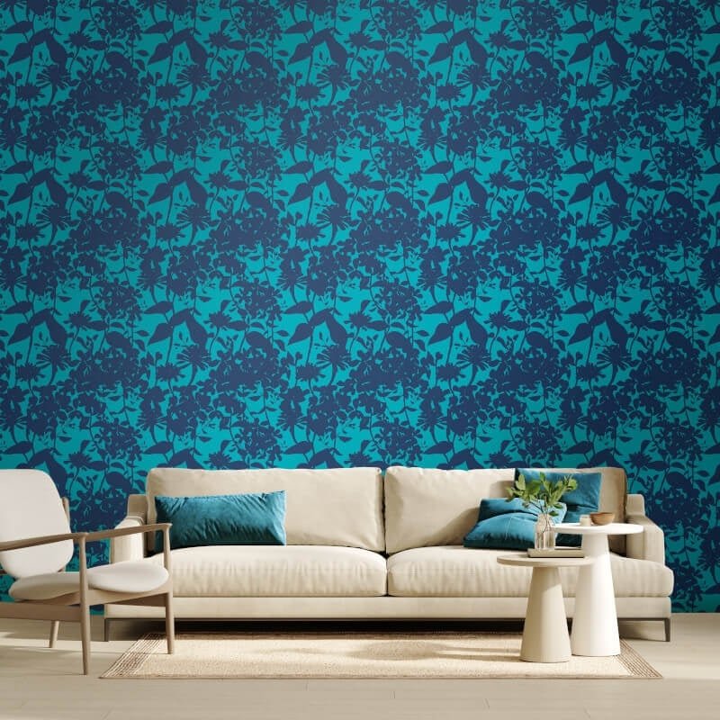 Summer Silhouette Wallpaper - Ink/Teal - Hoopla Walls - HWA1222WWallpaper199