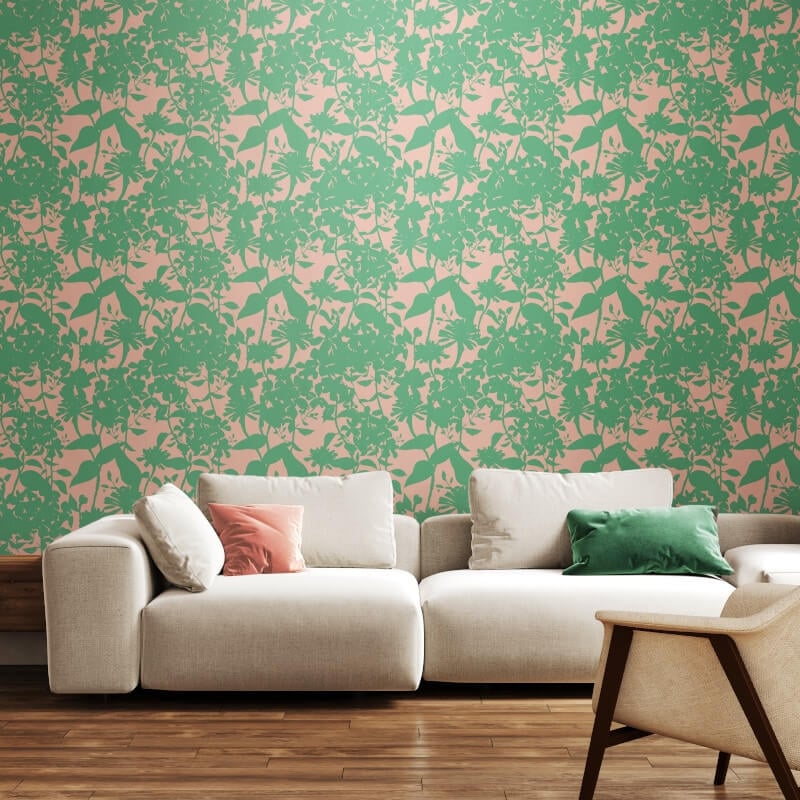 Summer Silhouette Wallpaper - Jade/Blossom - Hoopla Walls - HWA1217WWallpaper199