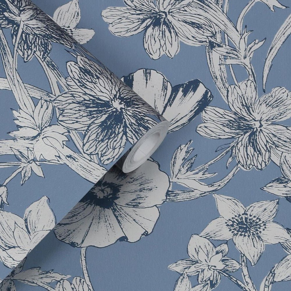 Summerhill Wallpaper - Midnight Blue - Laura Ashley - 118486Wallpaper199