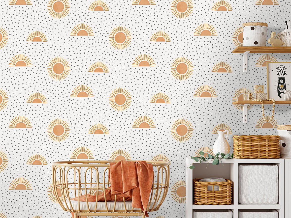 Sunbeam Wallpaper - White/Orange - Holden Décor - 13320Wallpaper199