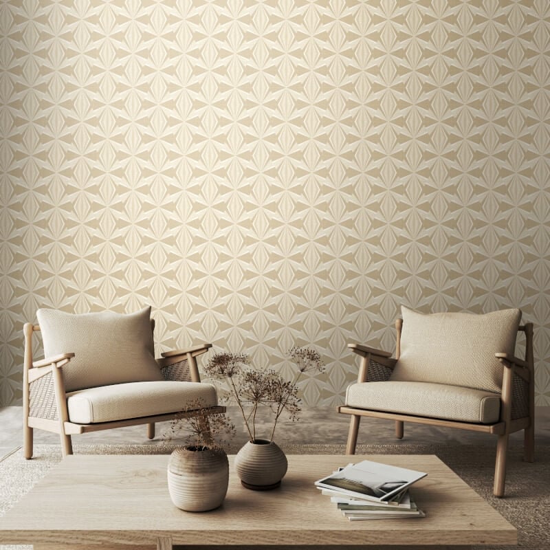 Sunray Diamond Wallpaper - Beige - Hoopla Walls - HWA1055WWallpaper199