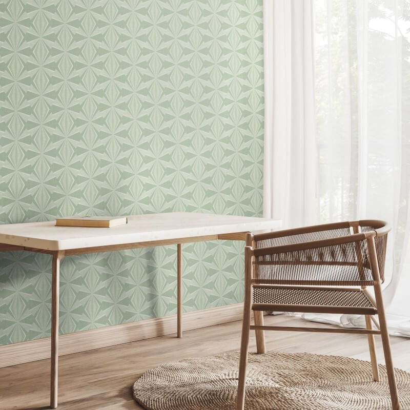 Sunray Diamond Wallpaper - Mint Green - Hoopla Walls - HWA1051WWallpaper199