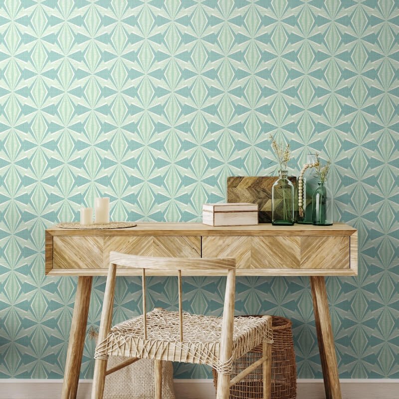 Sunray Diamond Wallpaper - Teal Blue - Hoopla Walls - HWA1052WWallpaper199