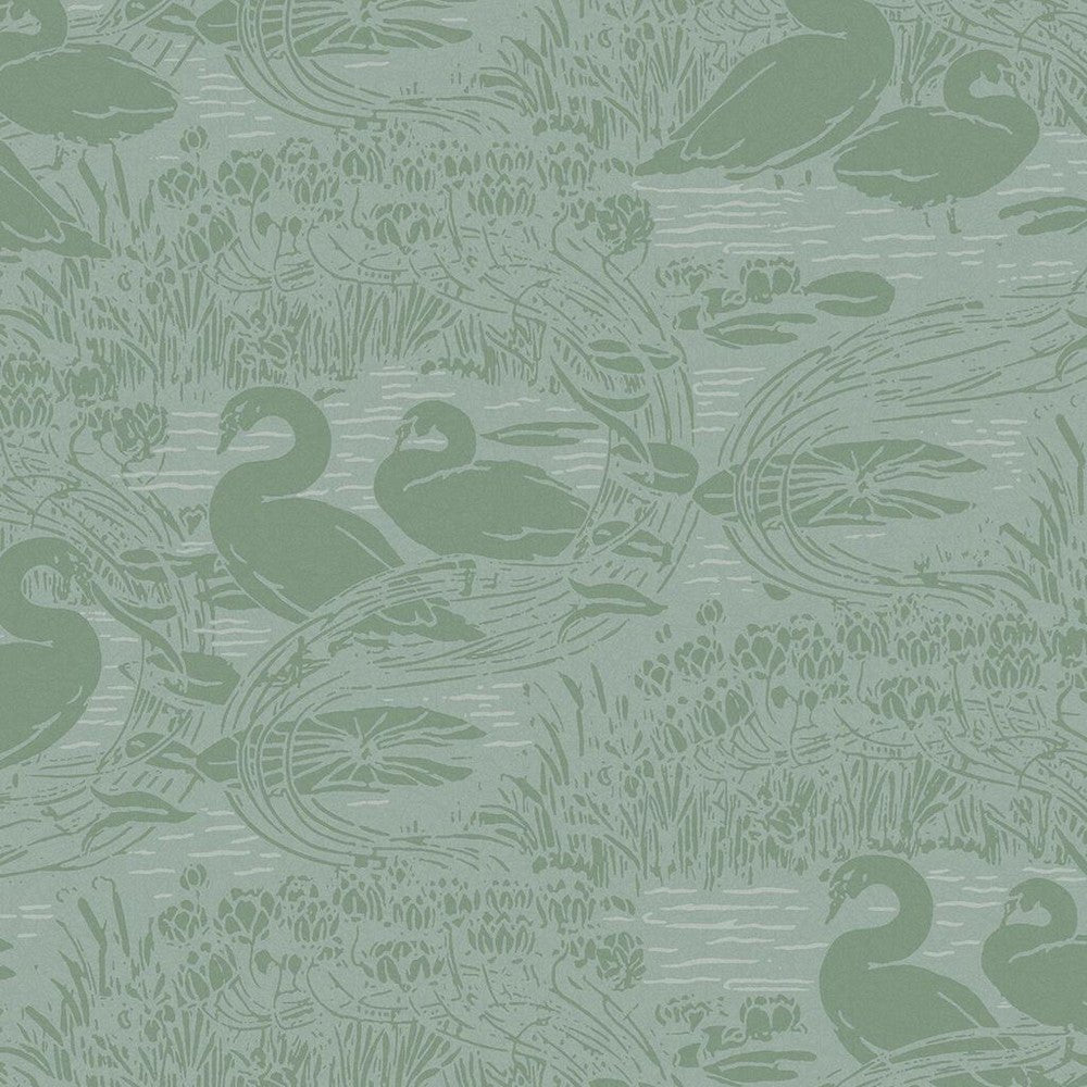 Swans Wallpaper - Jade Green - Laura Ashley - 118472Wallpaper199