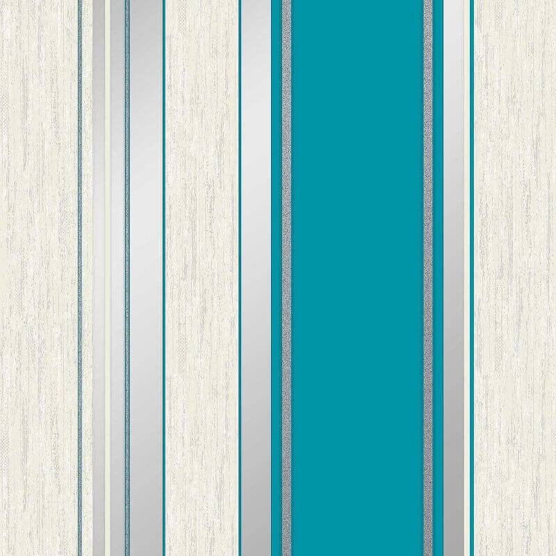 Synergy Stripe Glitter Wallpaper - Teal/Silver - Crown - M0801Wallpaper199