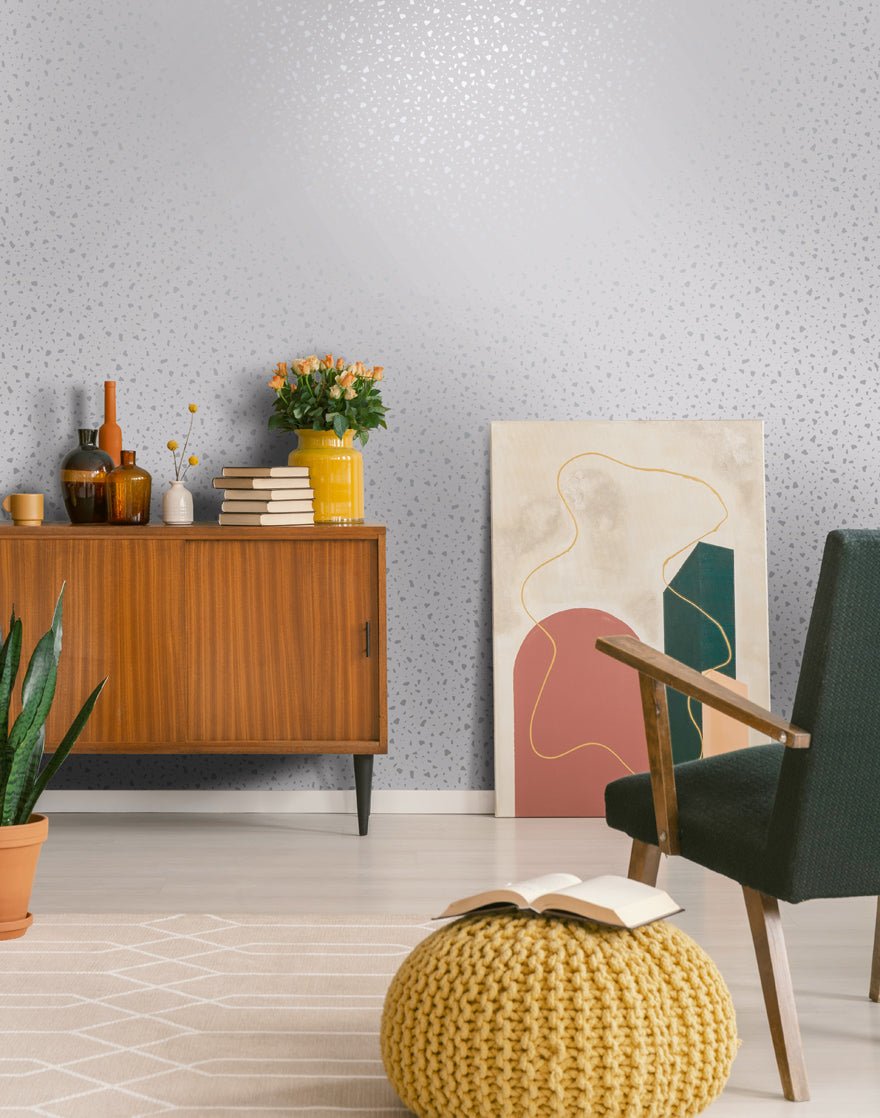 Terrazzo Wallpaper - Grey/Silver - Holden Décor - 12730Wallpaper199