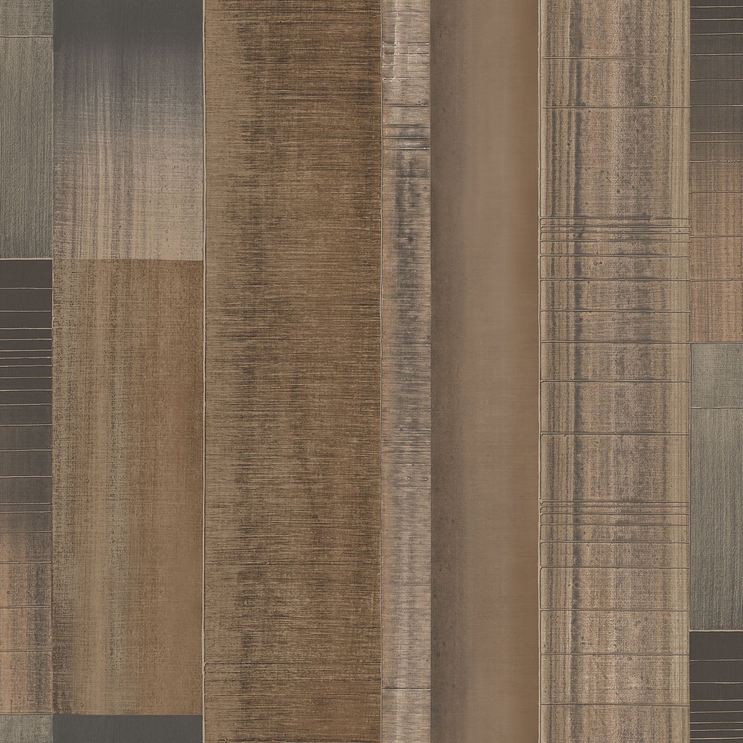 Texstyle Agen Stripe Wallpaper - Brown / Black / Metallic Ink - Galerie - G56572Wallpaper199