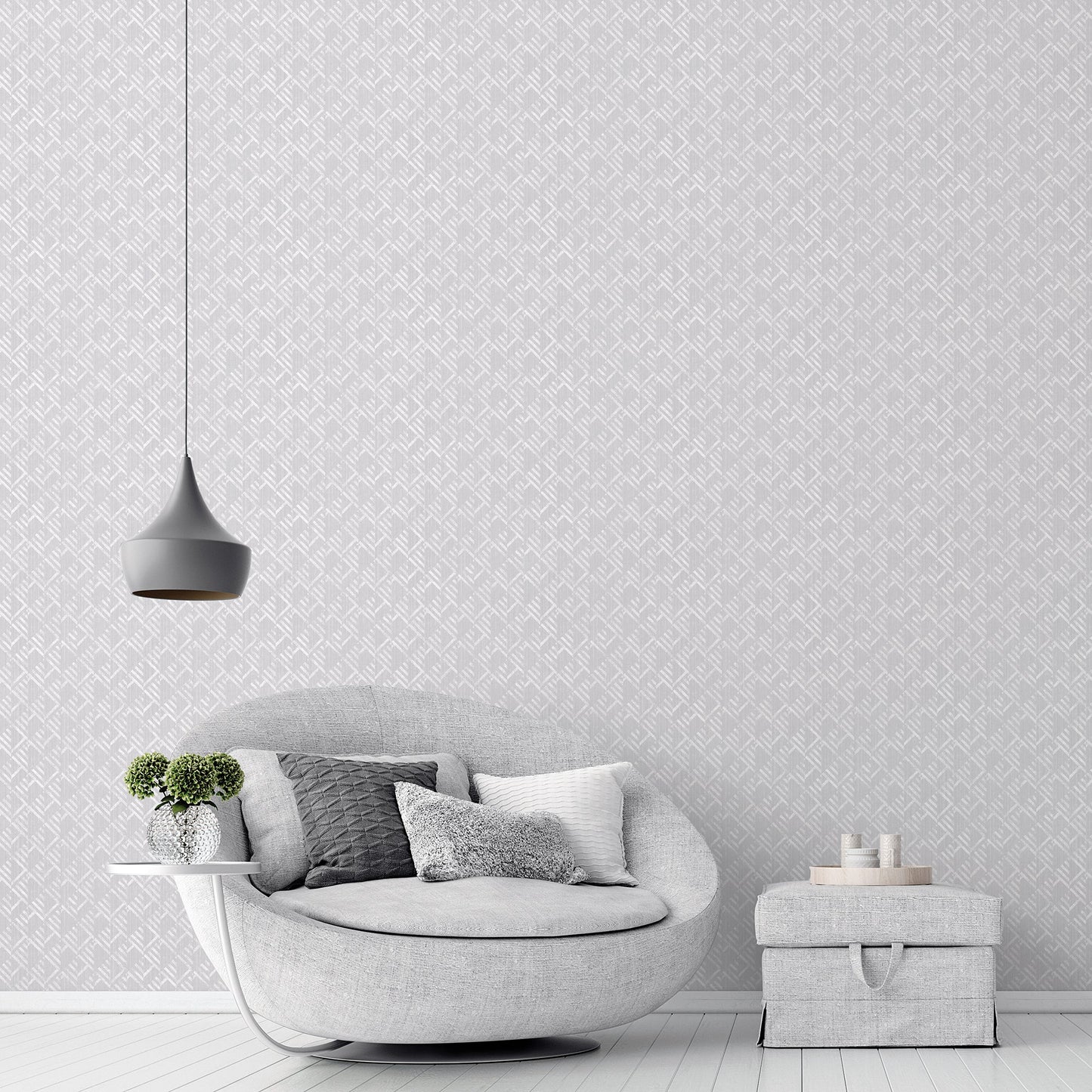 Texstyle Block Flock Wallpaper - Light Grey / Silver Metallic - Galerie - G56580Wallpaper199