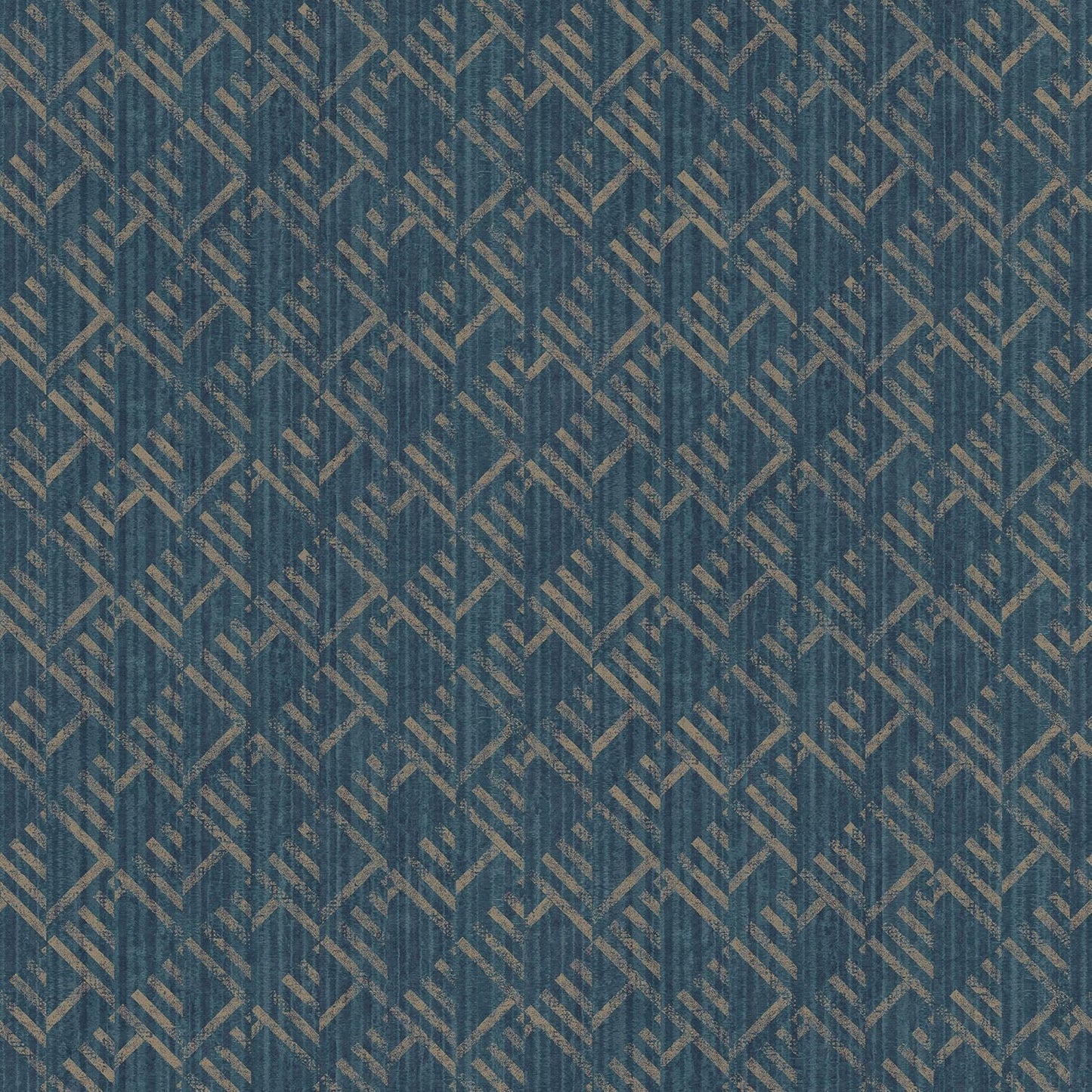 Texstyle Block Flock Wallpaper - Turquoise / Navy / Metallic Ink - Galerie - G56582Wallpaper199