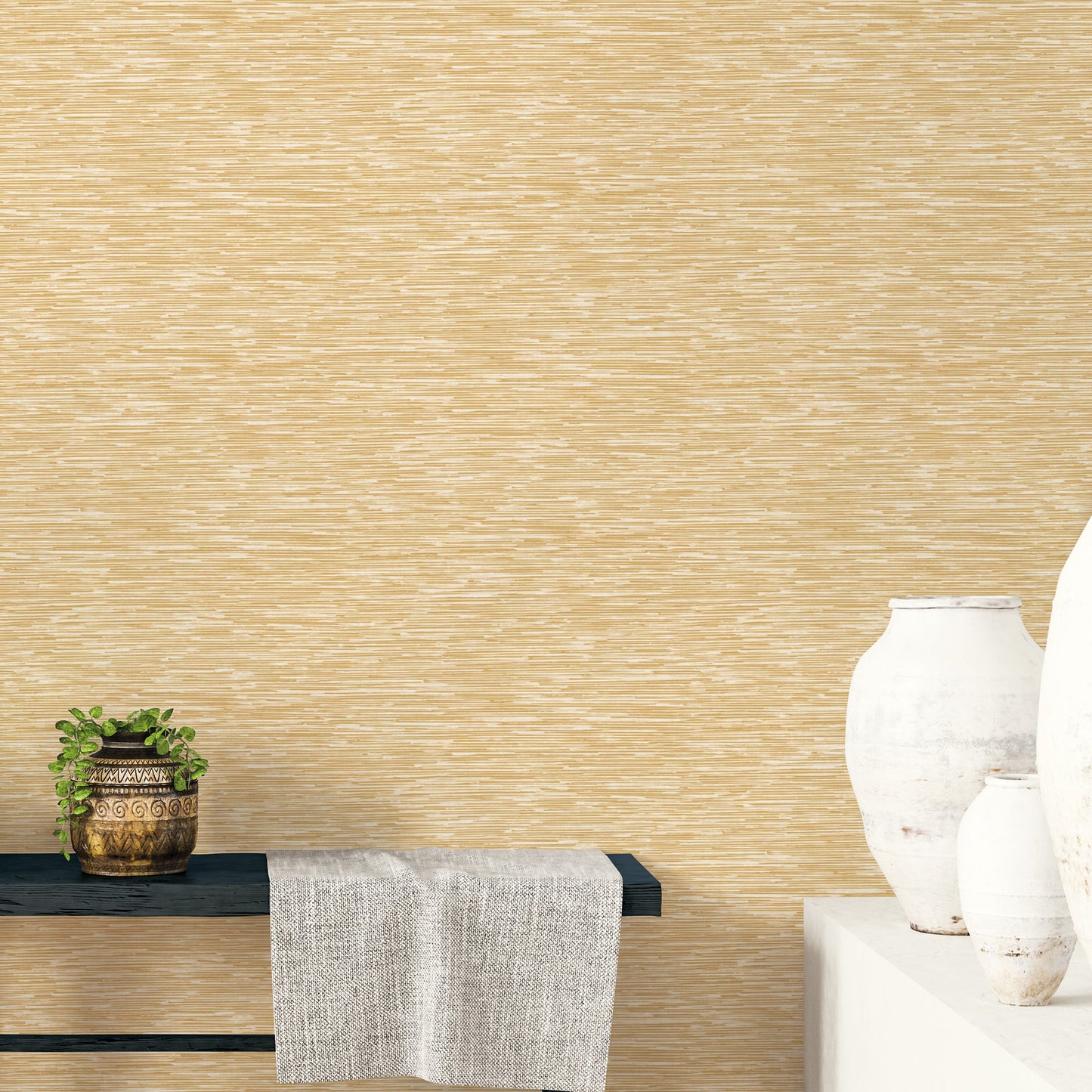 Texstyle Bronze Effect Wallpaper - Ochre / Metallic Gold - Galerie - G56589Wallpaper199