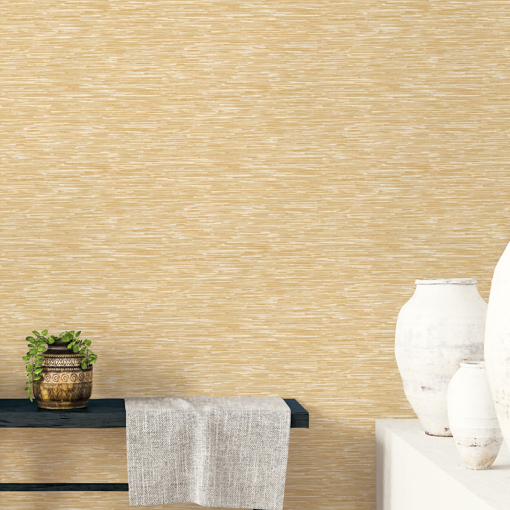 Texstyle Bronze Effect Wallpaper - Ochre / Metallic Gold - Galerie - G56589Wallpaper199