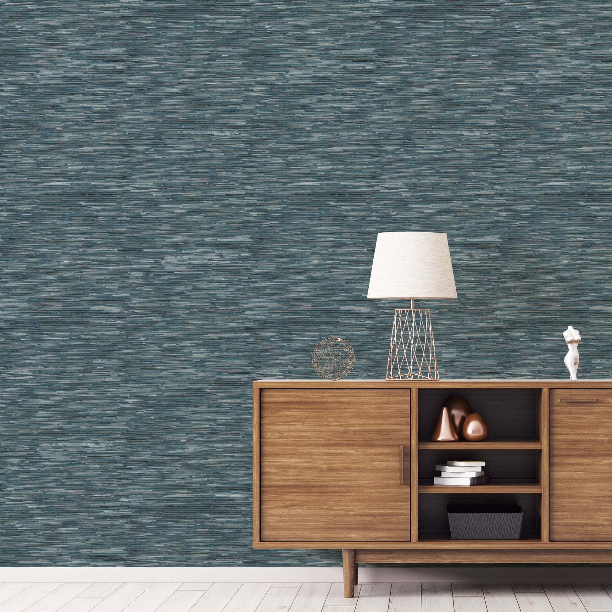 Texstyle Bronze Effect Wallpaper - Turquoise / Navy / Metallic Ink - Galerie - G56591Wallpaper199
