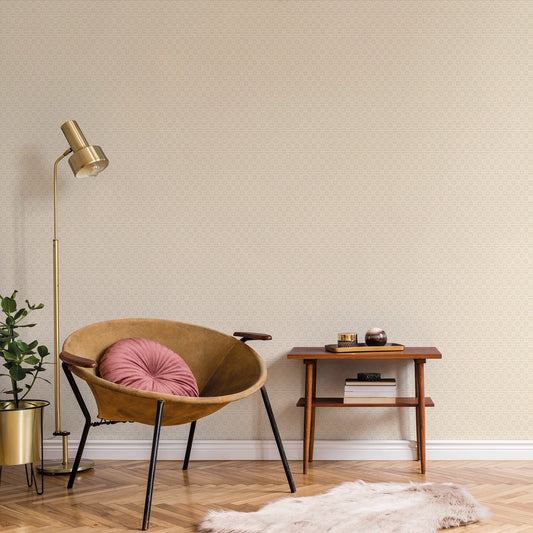 Texstyle Greek Key Texture Wallpaper - Beige / Metallic Ink - Galerie - G56593Wallpaper199