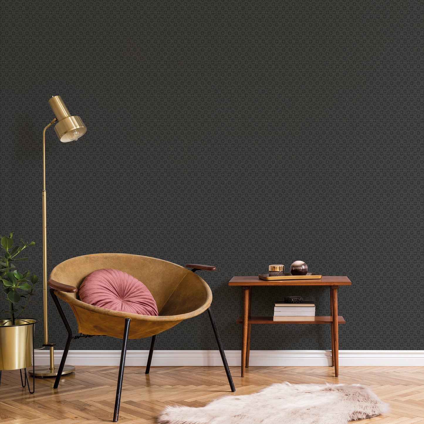 Texstyle Greek Key Texture Wallpaper - Black / Silver Metallic - Galerie - G56594Wallpaper199