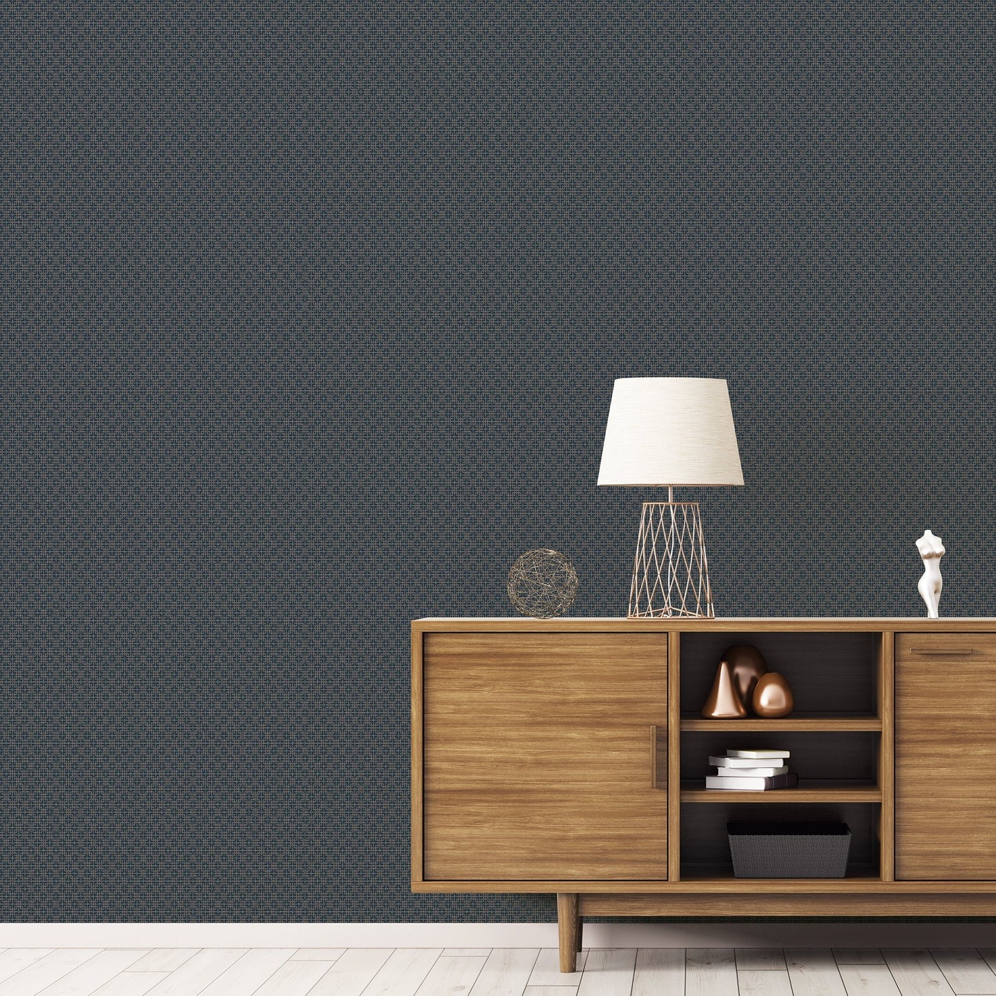Texstyle Greek Key Texture Wallpaper - Turquoise / Metallic Ink - Galerie - G56600Wallpaper199