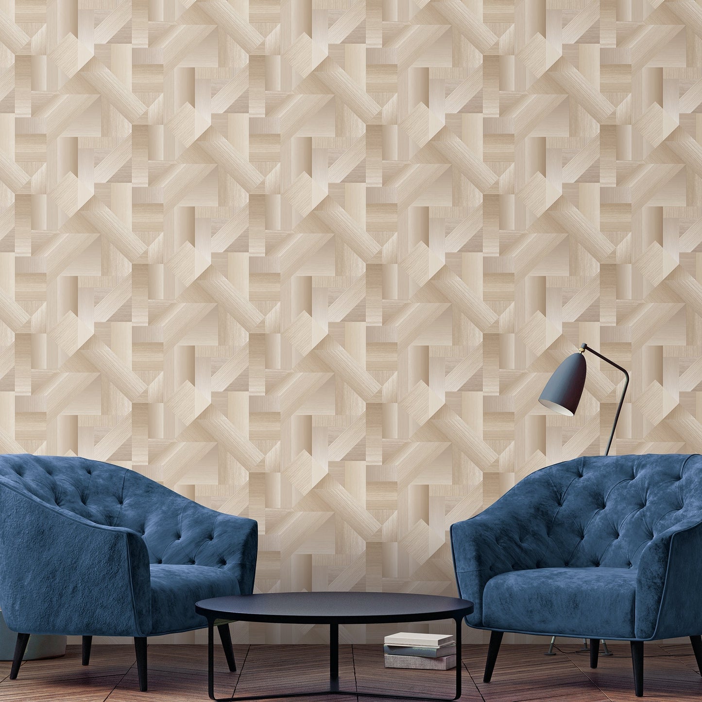 Texstyle Shape Shifter Wallpaper - Beige / Metallic ink - Galerie - G56623Wallpaper199