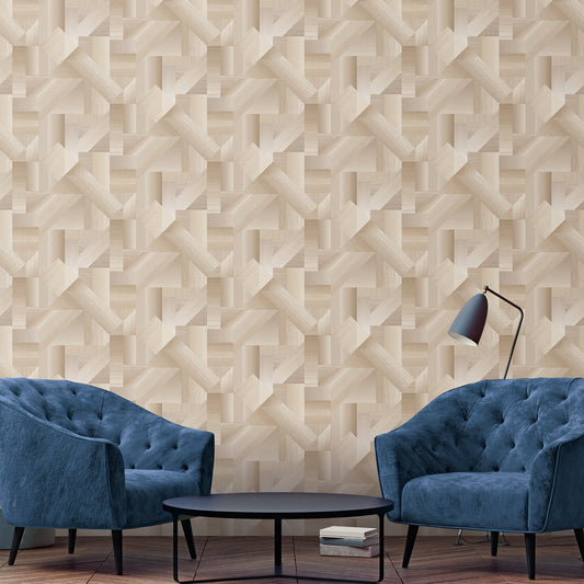 Texstyle Shape Shifter Wallpaper - Beige / Metallic ink - Galerie - G56623Wallpaper199