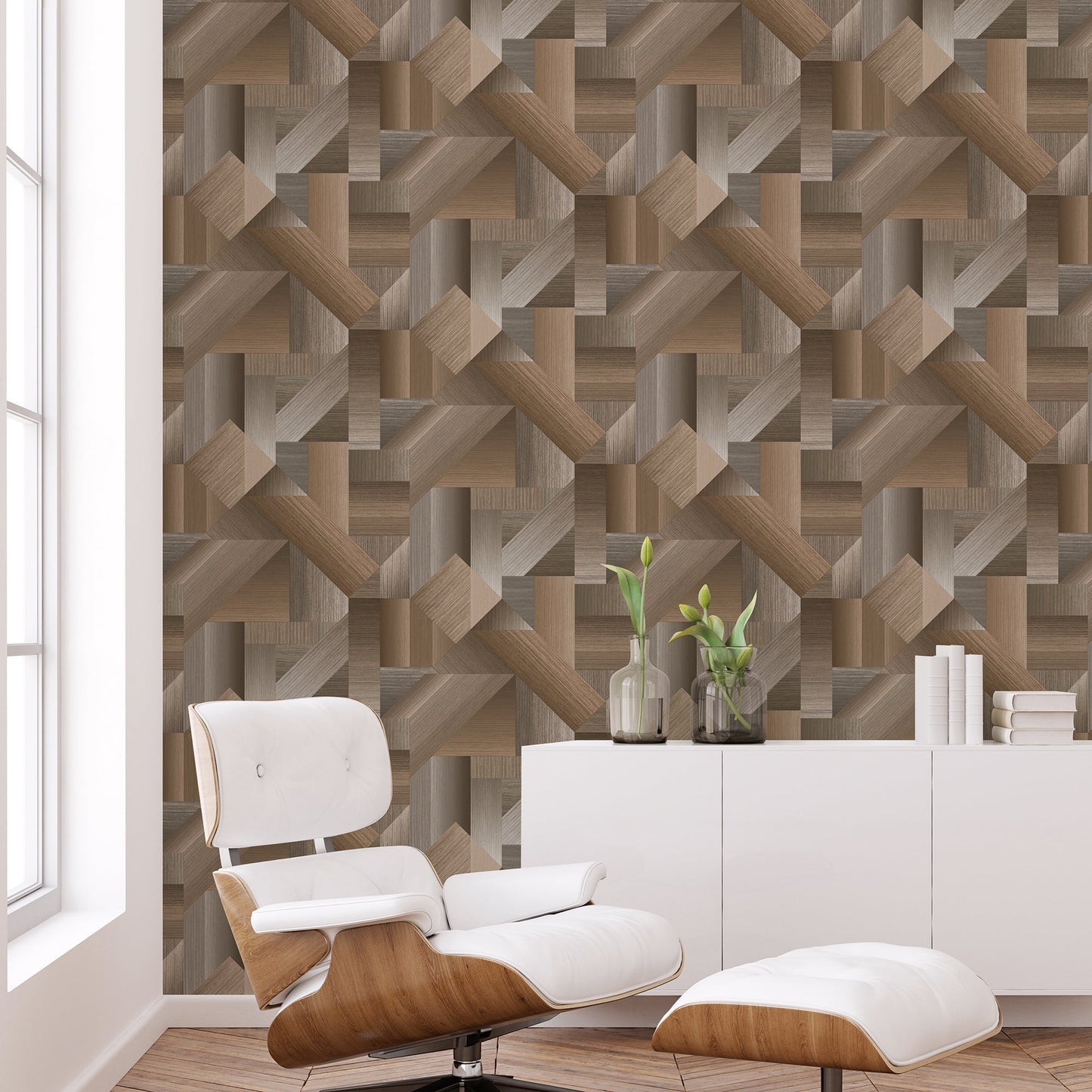 Texstyle Shape Shifter Wallpaper - Brown / Metallic Ink - Galerie - G56625Wallpaper199