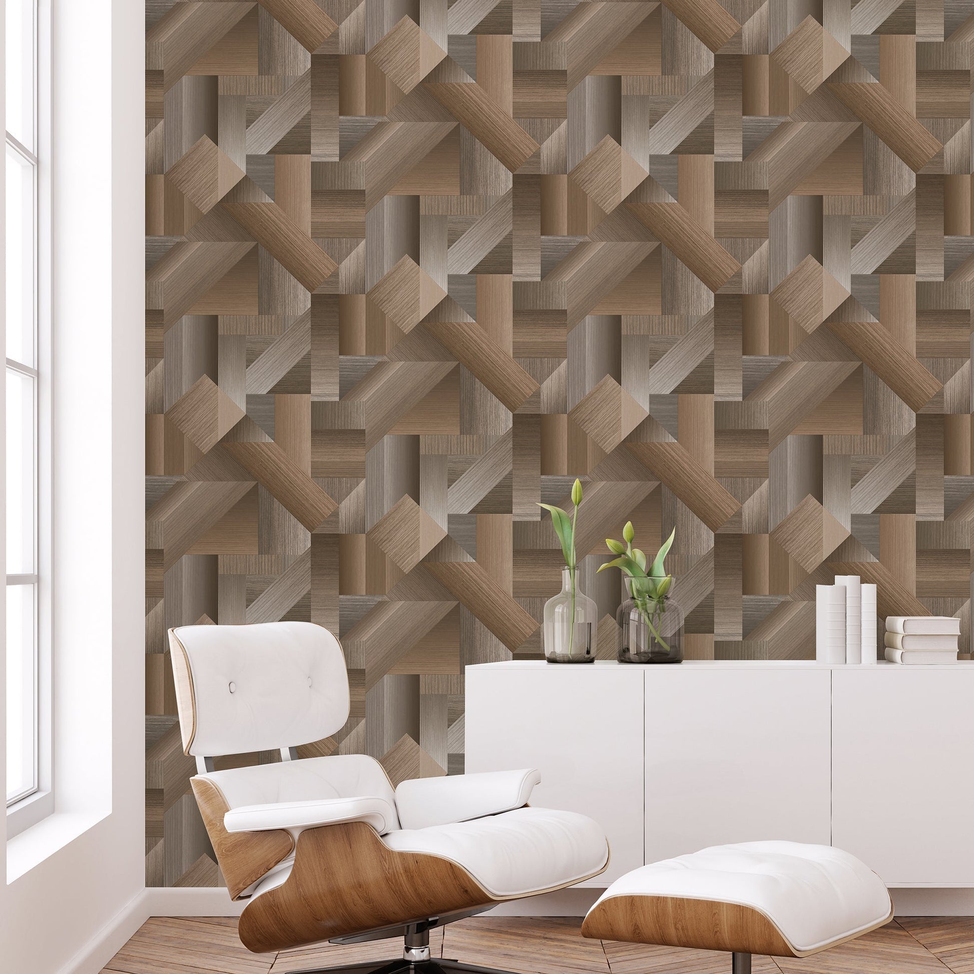 Texstyle Shape Shifter Wallpaper - Brown / Metallic Ink - Galerie - G56625Wallpaper199