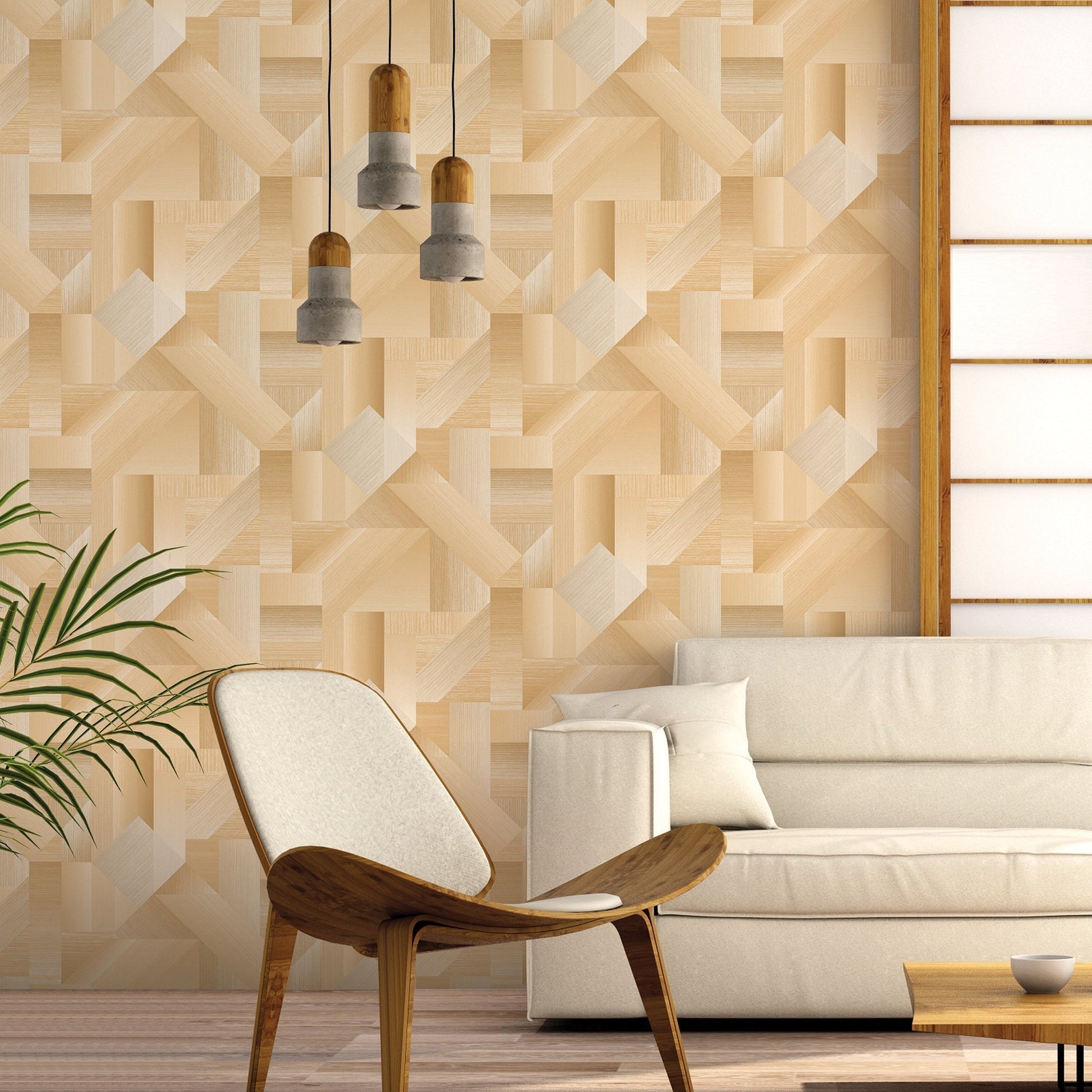 Texstyle Shape Shifter Wallpaper - Ochre / Metallic Gold - Galerie - G56628Wallpaper199