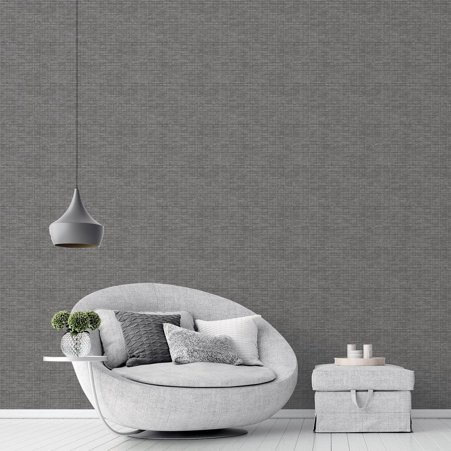 Texstyle Woven Weave Texture Wallpaper - Black / Silver Metallic - Galerie - G56631Wallpaper199