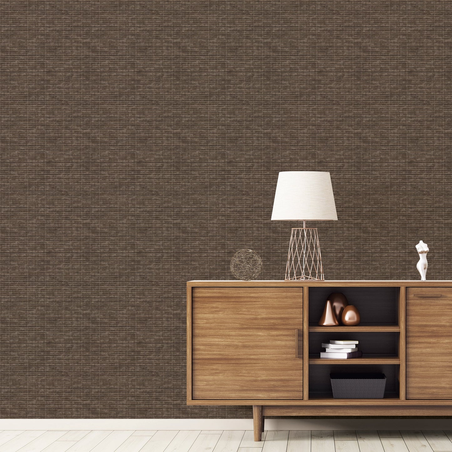 Texstyle Woven Weave Texture Wallpaper - Brown / Black / Metallic Ink - Galerie - G56633Wallpaper199