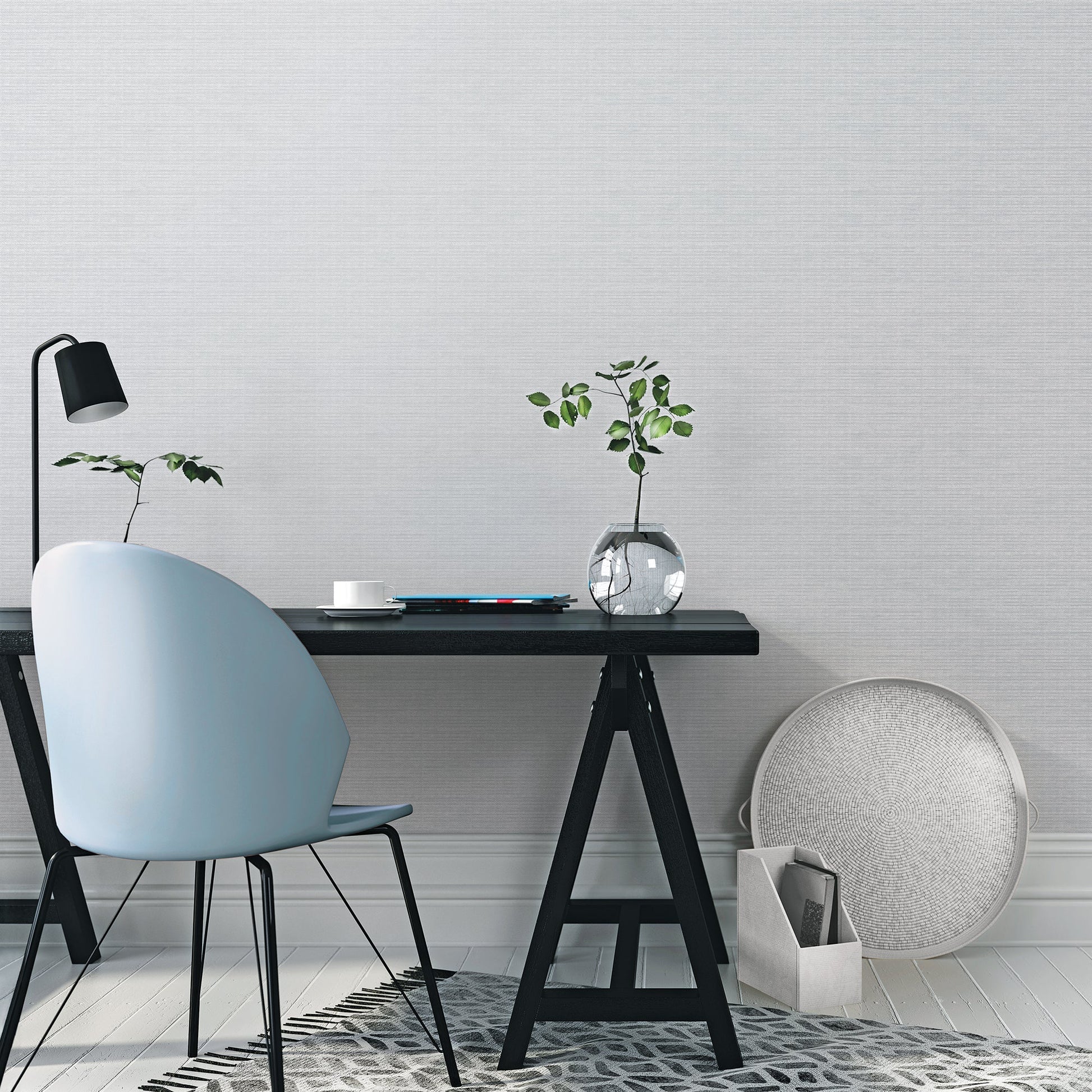 Texstyle Woven Weave Texture Wallpaper - Light Grey / Silver Metallic - Galerie - G56635Wallpaper199