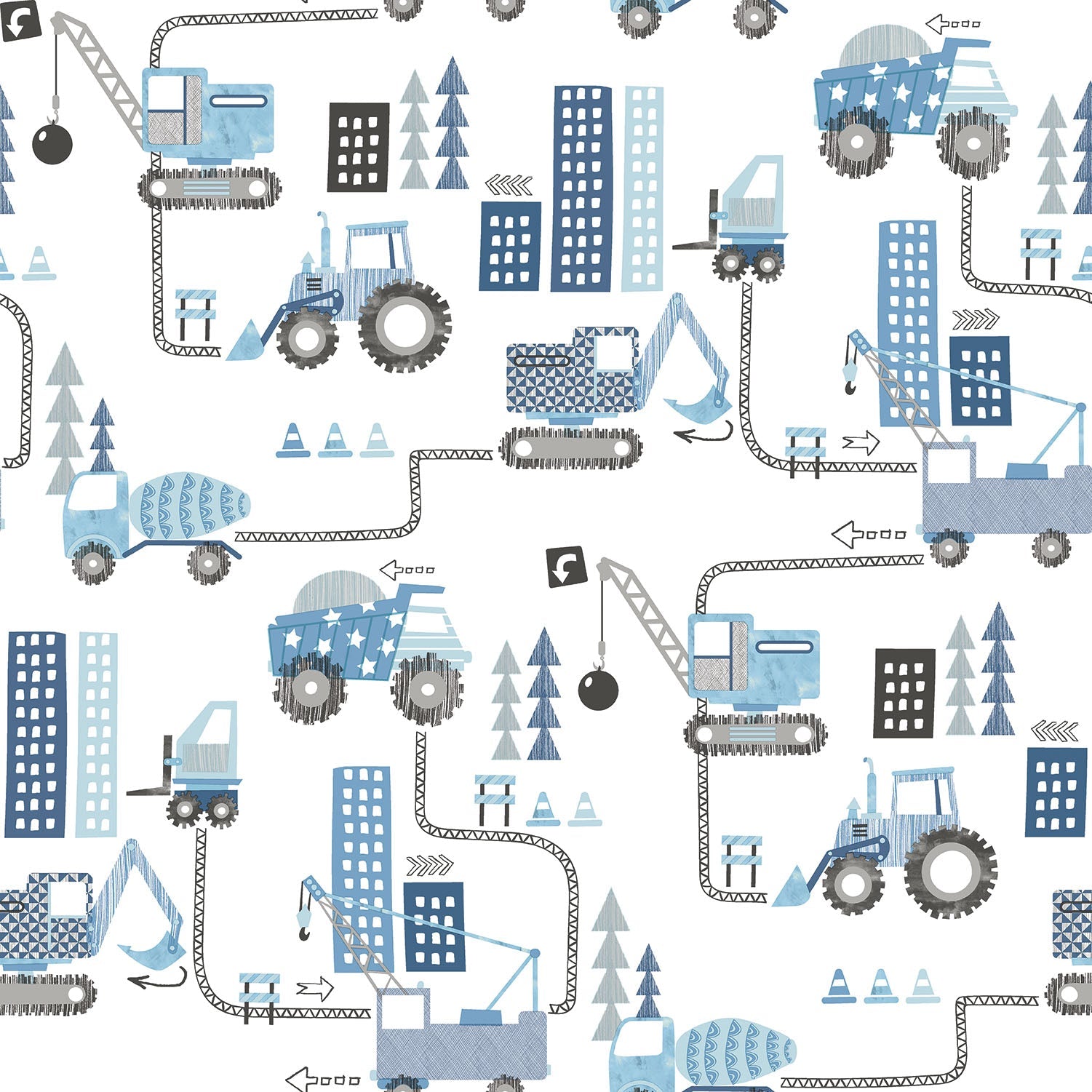Tiny Tots 2 Construction Wallpaper - Blues - Galerie - G78360Wallpaper199