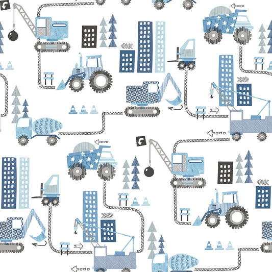 Tiny Tots 2 Construction Wallpaper - Blues - Galerie - G78360Wallpaper199