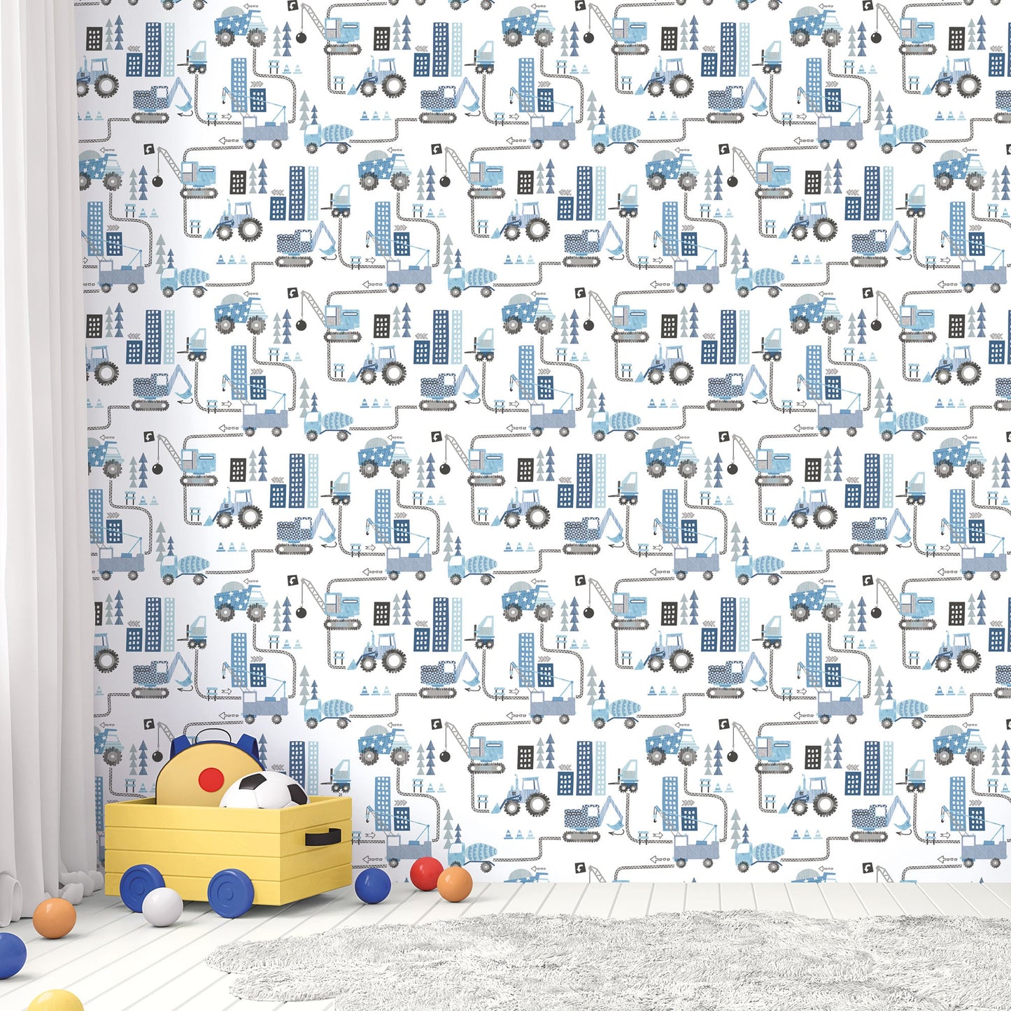 Tiny Tots 2 Construction Wallpaper - Blues - Galerie - G78360Wallpaper199