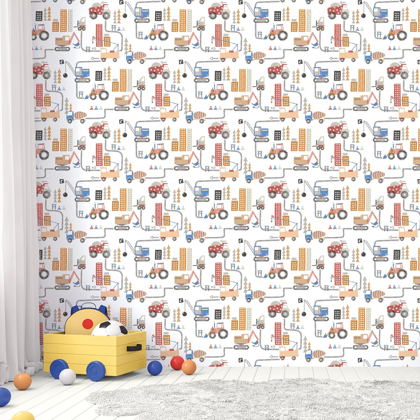 Tiny Tots 2 Construction Wallpaper - Red / Blue / Orange - Galerie - G78361Wallpaper199