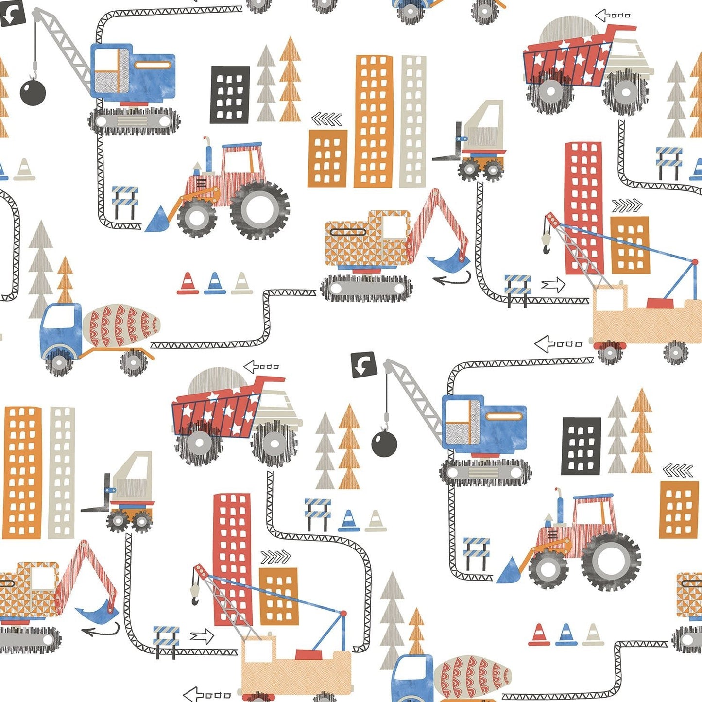 Tiny Tots 2 Construction Wallpaper - Red / Blue / Orange - Galerie - G78361Wallpaper199