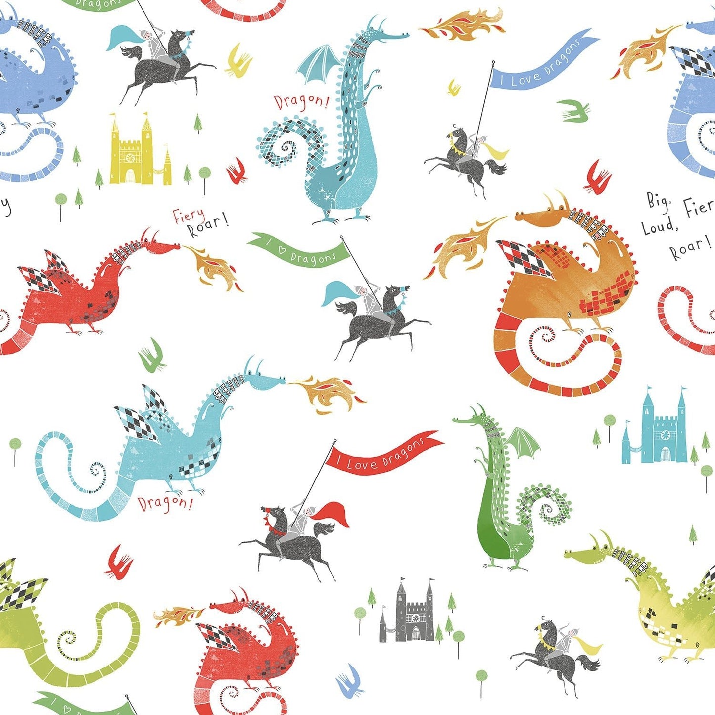 Tiny Tots 2 Dragons Wallpaper - Bright Colours - Galerie - G78368Wallpaper199
