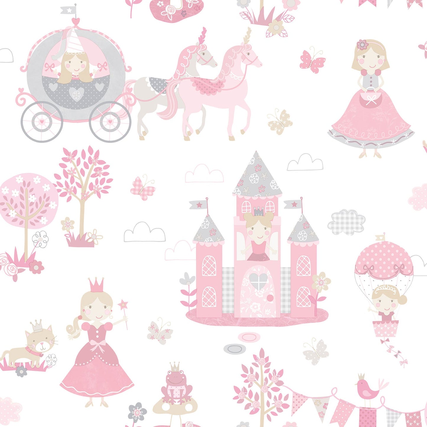 Tiny Tots 2 Fairytale Wallpaper - Pinks / Grey - Galerie - G78371Wallpaper199
