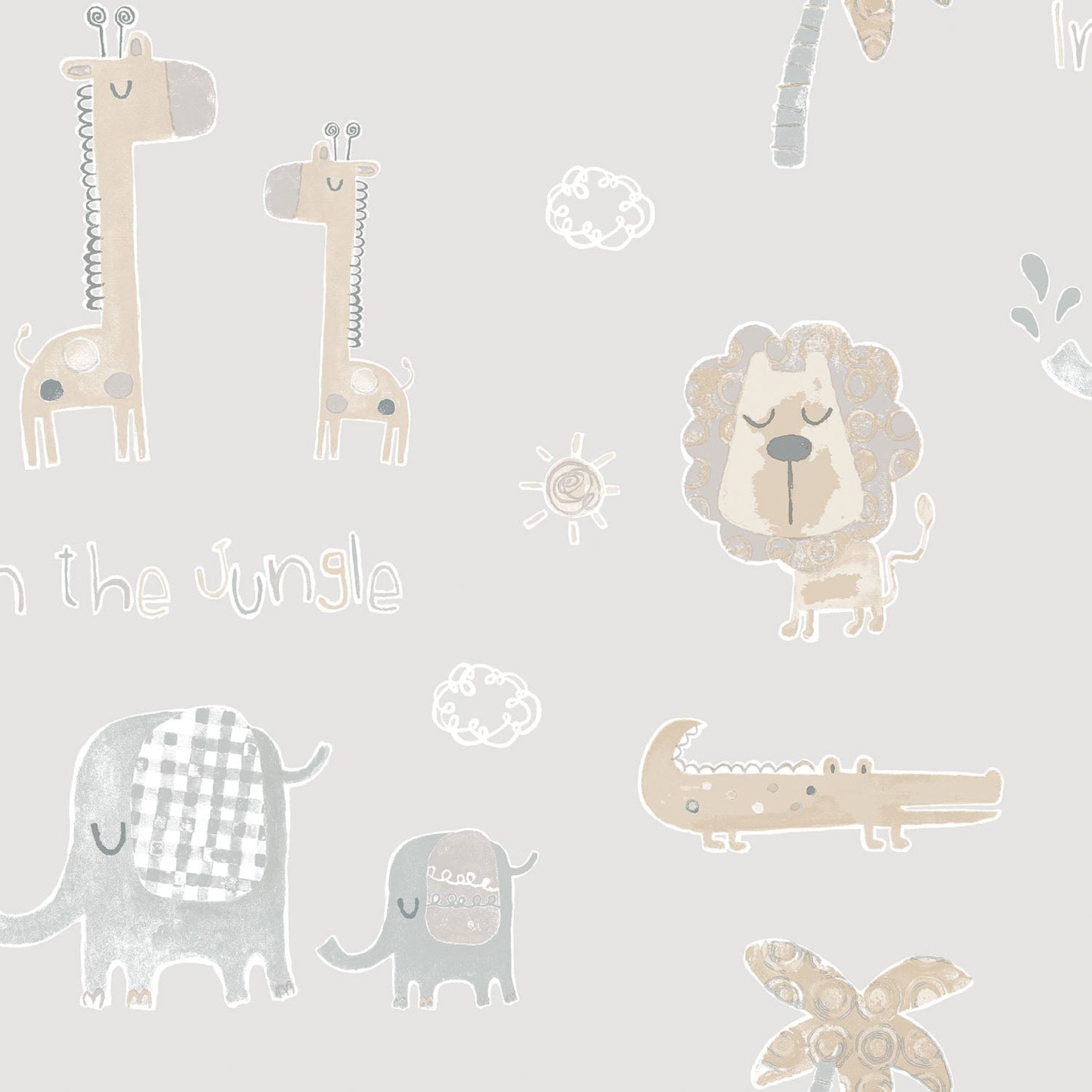 Tiny Tots 2 Jungle Friends Wallpaper - Greige / Tan - Galerie - G78379Wallpaper199