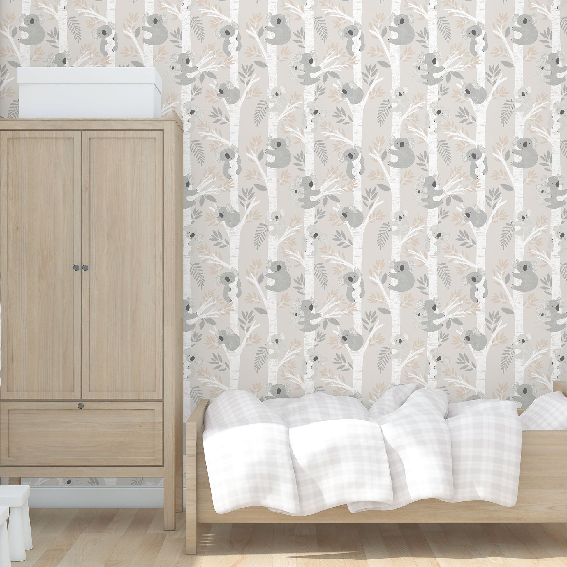 Tiny Tots 2 Koalas Wallpaper - Greige / Tan / Glitter - Galerie - G78385Wallpaper199