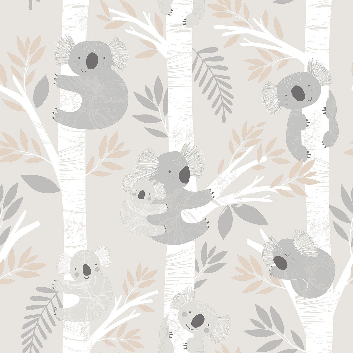Tiny Tots 2 Koalas Wallpaper - Greige / Tan / Glitter - Galerie - G78385Wallpaper199