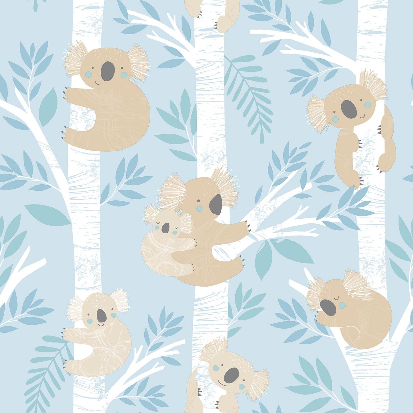 Tiny Tots 2 Koalas Wallpaper - Light Blues / Glitter - Galerie - G78386Wallpaper199