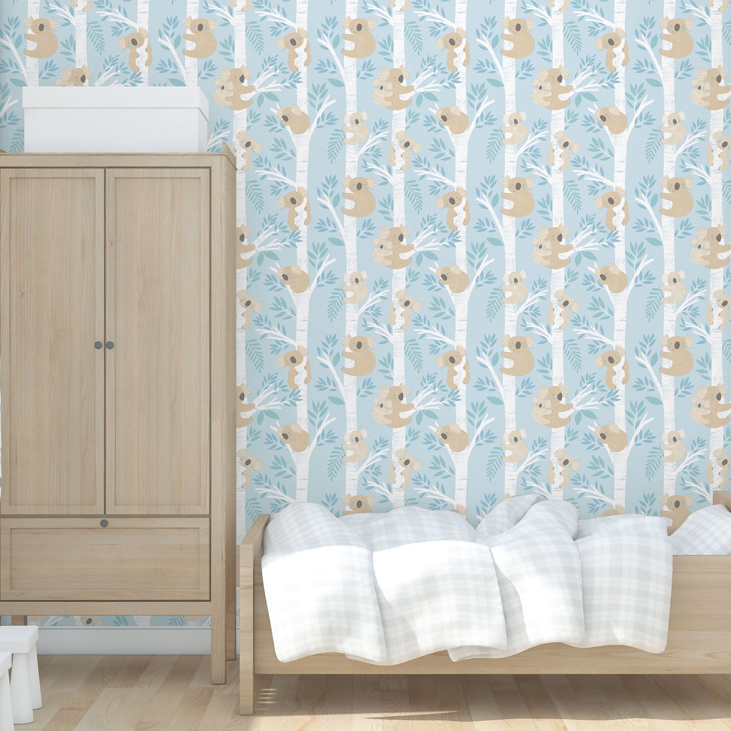 Tiny Tots 2 Koalas Wallpaper - Light Blues / Glitter - Galerie - G78386Wallpaper199