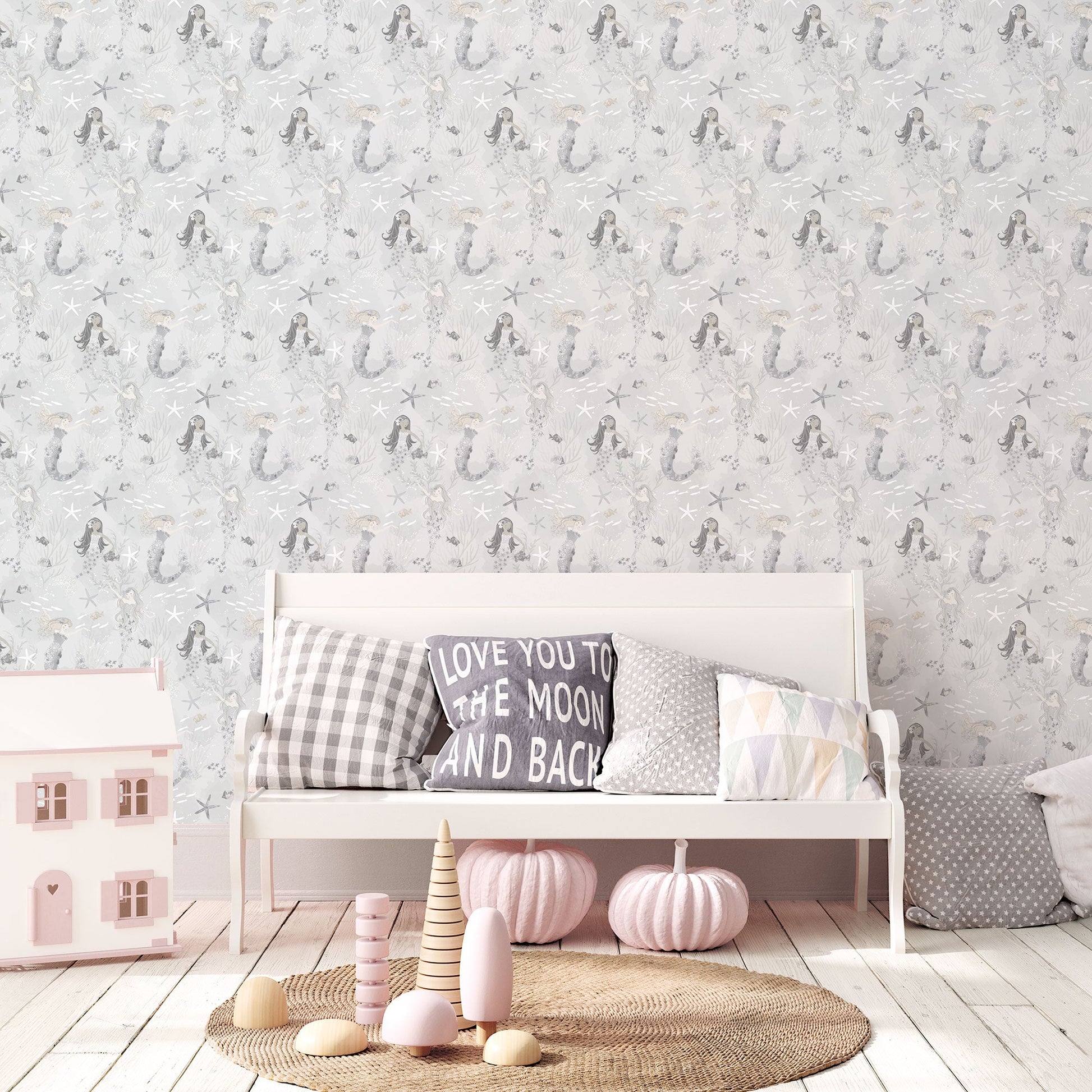 Tiny Tots 2 Mermaids Wallpaper - Grey / Silver / Glitter - Galerie - G78389Wallpaper199