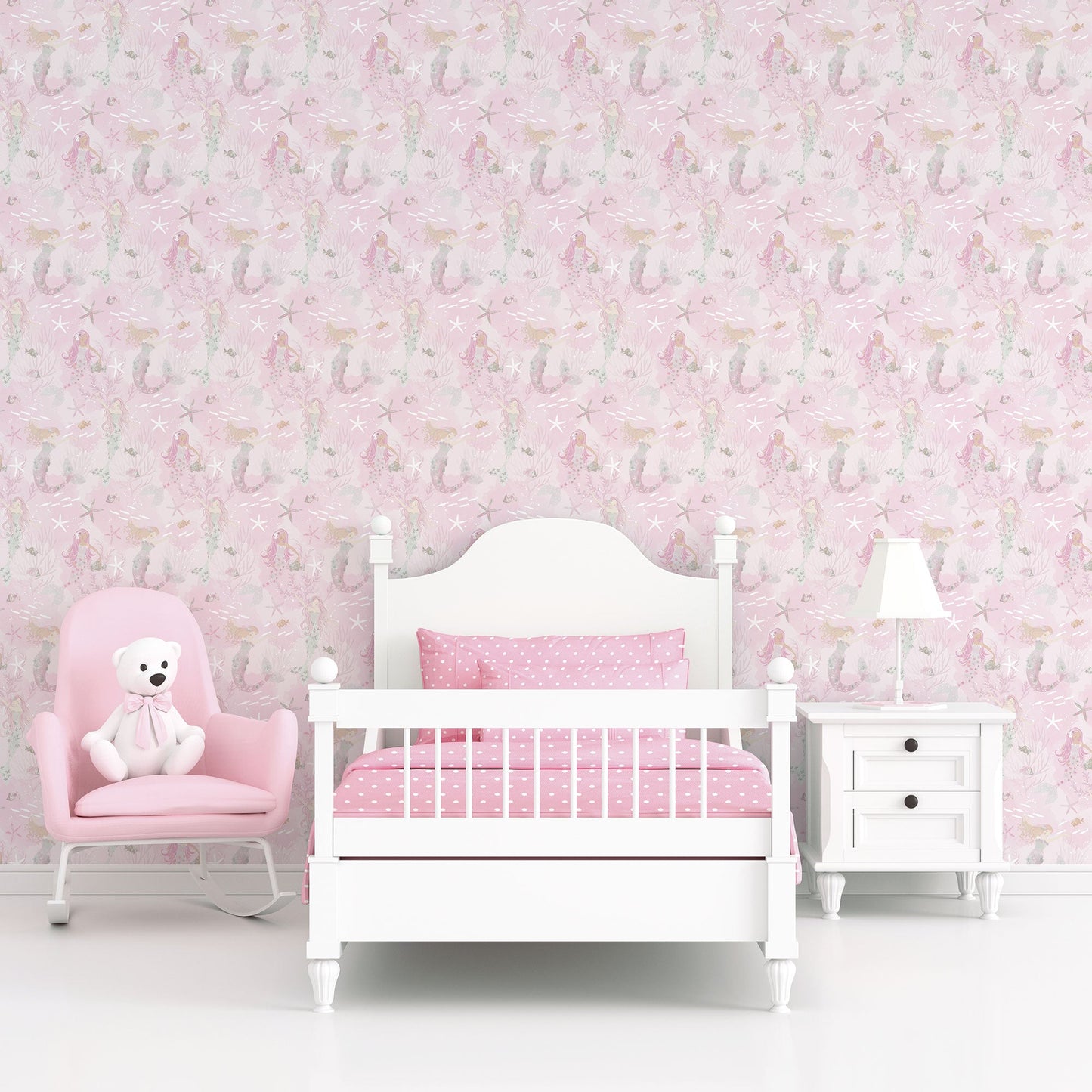Tiny Tots 2 Mermaids Wallpaper - Pink / Grey / Glitter - Galerie - G78390Wallpaper199