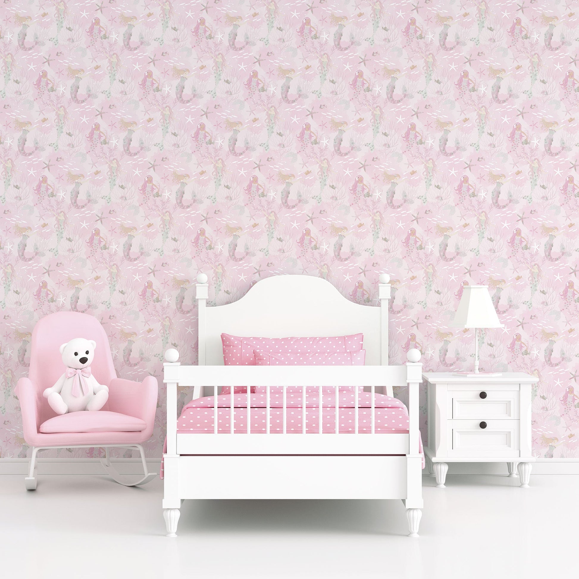 Tiny Tots 2 Mermaids Wallpaper - Pink / Grey / Glitter - Galerie - G78390Wallpaper199