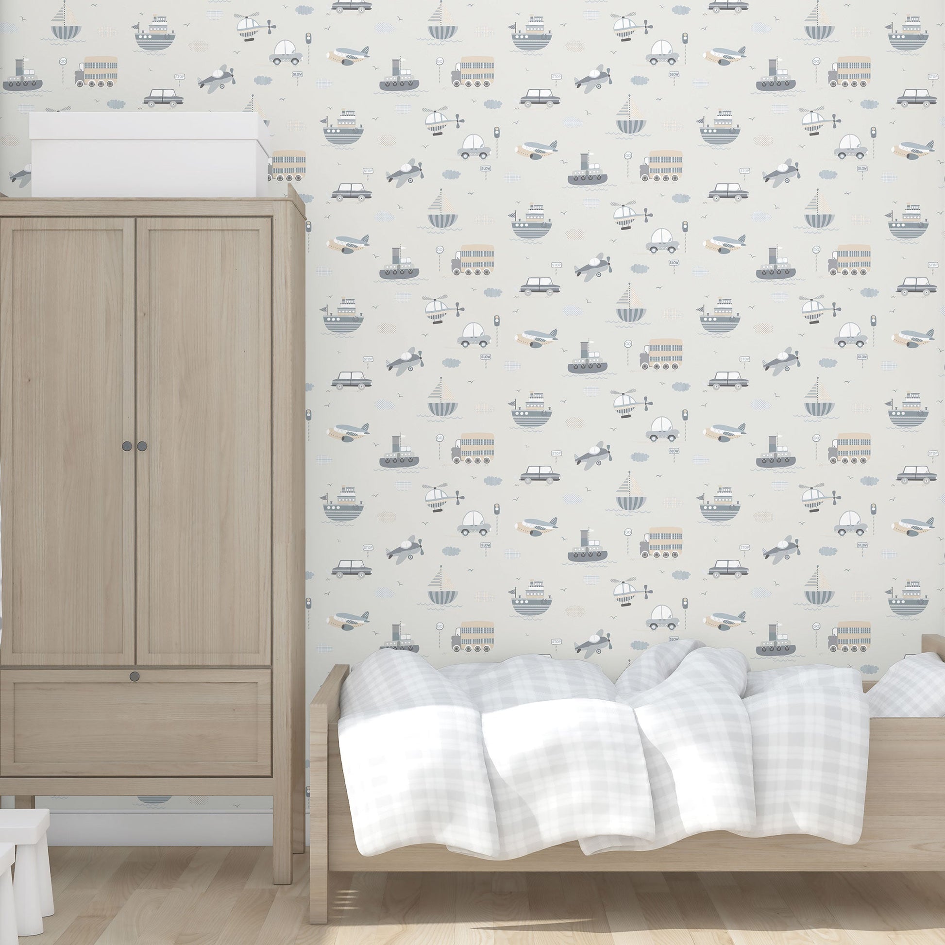 Tiny Tots 2 Transportation Wallpaper - Greige / Tan - Galerie - G78417Wallpaper199